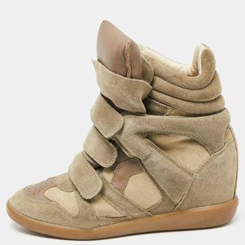 [二手商品] Isabel Marant | Isabel Marant Green Suede And Leather High Top Sneakers Size 38商品图片,3.8折
