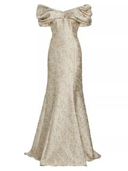 Teri Jon | Metallic Jacquard Off-The-Shoulder Gown,商家Saks Fifth Avenue,价格¥5816