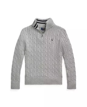 Ralph Lauren | Big Boys Cable-Knit Cotton Quarter-Zip Sweater,商家Macy's,价格¥403