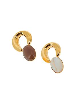 商品Sonia 24K Gold-Plated, Jasper & Agate Mismatched Drop Earrings图片