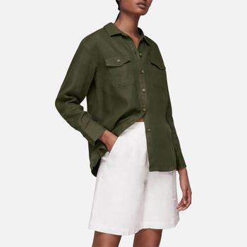 推荐Whistles Women's Linen Overshirt - Khaki商品