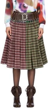 CHOPOVA LOWENA | Red & Green June Knee Carabiner Midi Skirt,商家SSENSE HK,价格¥5911