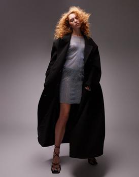 Topshop | Topshop smart oversized longline coat in black商品图片,
