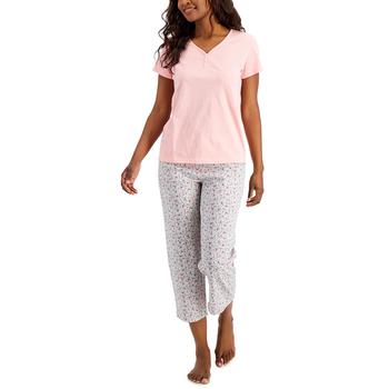 Charter Club | Women's Cotton Essentials T-Shirt & Cropped Pants Sleep Set, Created for Macy's商品图片,8.4折×额外7折, 额外七折