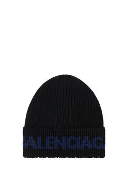 了解巴黎世家帽子, Balenciaga | Wool Blend Logo Beanie商品图片 