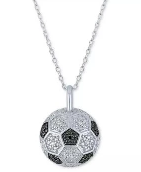 Macy's | Black & White Diamond Accent Soccer Ball Pendant Necklace in Sterling Silver, 16" + 2" extender,商家Macy's,价格¥748