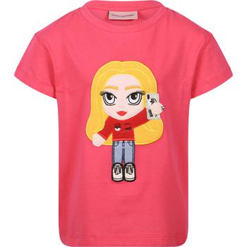 推荐Logo girl print t shirt in fuxia商品