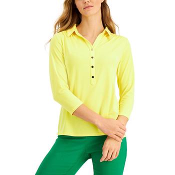 推荐Button Front Knit Polo Shirt, Created for Macy's商品