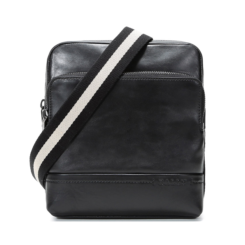 bally 包单肩包, Bally | BALLY 男士黑色皮质黑白织物肩带单肩斜挎包 6228758商品图片 独家减免邮费
