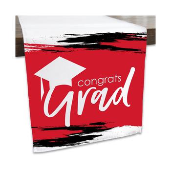 商品Red Grad - Best is Yet to Come - Red Graduation Party Dining Tabletop Decor - Cloth Table Runner - 13 x 70 inches图片