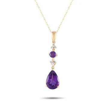 LB Exclusive | 14K Yellow Gold 0.05ct Diamond and Amethyst Pendant Necklace PD4-16247YAM,商家Premium Outlets,价格¥2431