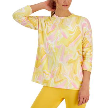 推荐Women's Active Whirl-Print Side-Slit Relaxed Crewneck Sweatshirt, Created for Macy's商品
