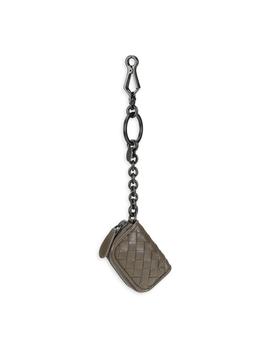 推荐Intrecciato Woven Leather Zip Pouch Keychain商品