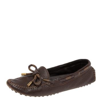 lv鞋真假, [二手商品] Louis Vuitton | Louis Vuitton Brown Leather Arizona Bow Loafers Size 37.5商品图片 9.1折, 满1件减$100, 满减