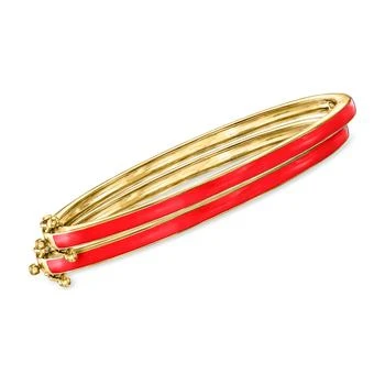 Ross-Simons | Ross-Simons Red Enamel Jewelry Set: 2 Bangle Bracelets in 18kt Gold Over Sterling,商家Premium Outlets,价格¥1877