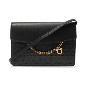 菲拉格慕包单肩包, Salvatore Ferragamo | SALVATORE FERRAGAMO 女士黑色压花皮革翻盖单肩包 22-E030-735724商品图片 独家减免邮费