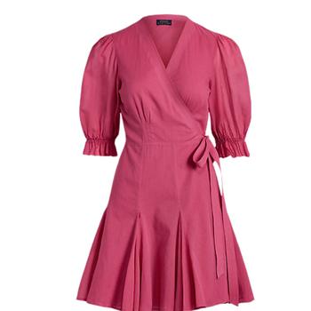 女装拉夫劳伦连衣裙, Ralph Lauren | Ralph Lauren Womenswear Puff Sleeve Cotton Wrap Dress商品图片 满$250减$20, 满减