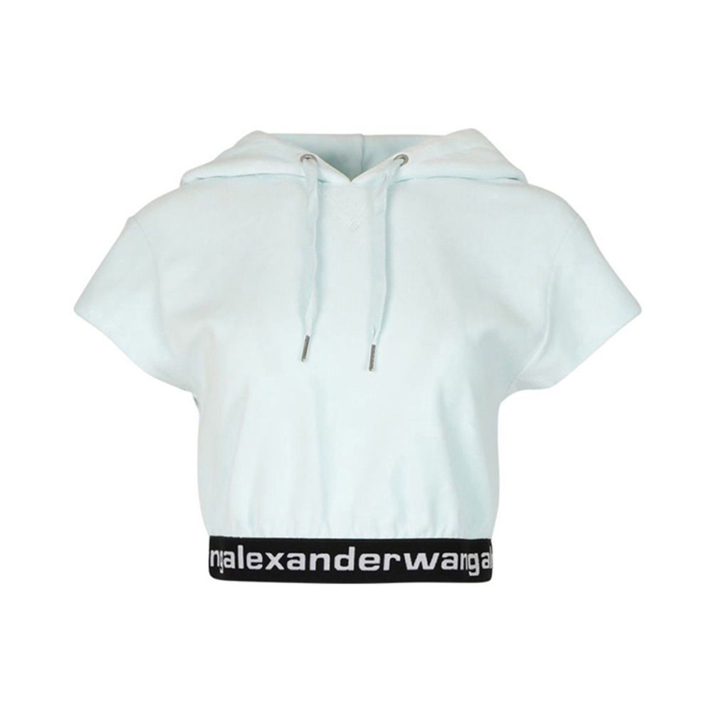 推荐ALEXANDER WANG 4CC1201106-454 女士蓝色短款短袖连帽衫商品