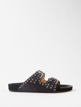 推荐Lennyo grommet-embellished suede slides商品