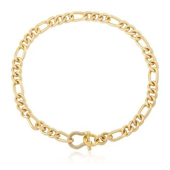Ettika Jewelry | Cuffed Love 18k Gold Plated Chain Link Necklace ONE SIZE,商家Verishop,价格¥418