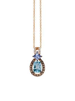 商品Le Vian | 14K Strawberry Gold®, Sea Blue Aquamarine®, Blueberry Tanzanite®, Chocolate Diamonds® & Vanilla Diamonds® Pendant Necklace,商家Saks OFF 5TH,价格¥4827图片