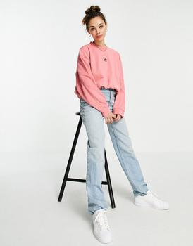 阿迪达斯卫衣, Adidas | adidas Originals essentials oversized central logo sweatshirt in pink商品图片 8折