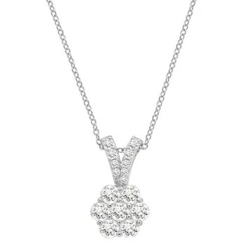 Macy's | Diamond Flower Cluster Pendant Necklace (1 ct. t.w.) in 14k White Gold, 16" + 4" extender, Created for Macy's 4折