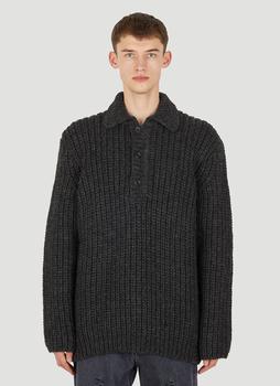 推荐Knit Polo Sweater in Grey商品