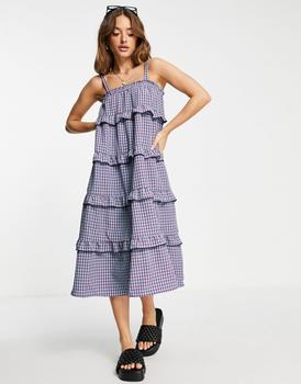 VERO MODA怎么样, VERO MODA | Vero Moda strappy tiered smock mini dress in mixed check商品图片 