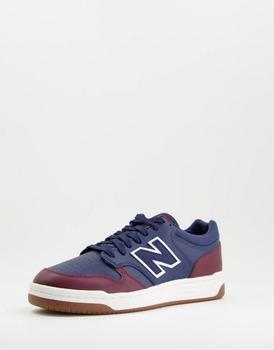 新百伦480, New Balance | New Balance 480 court trainers in navy and burgundy商品图片 
