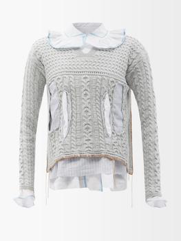 推荐Deconstructed cabled cotton-blend sweater商品