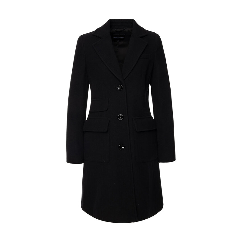 推荐EMPORIO ARMANI 女士黑色羊毛翻领大衣 6G2L61-2N3IZ-0999商品
