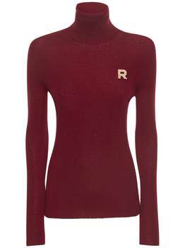 ROCHAS, ROCHAS | Logo Embroidered Knit Wool Turtleneck商品图片 额外7.5折, 额外七五折