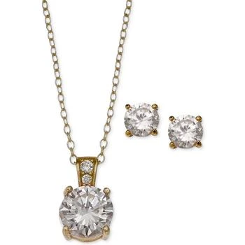 Giani Bernini | 2-Pc. Set Cubic Zirconia Round Pendant Necklace and Stud Earring Set in 18k Gold-Plated Sterling Silver Created for Macy's 4折×额外8折, 独家减免邮费, 额外八折