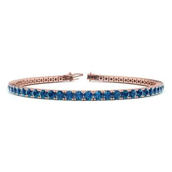 SSELECTS | 5 Carat Blue Diamond Tennis Bracelet In 14 Karat Rose Gold, 9 Inches,商家Premium Outlets,价格¥20853
