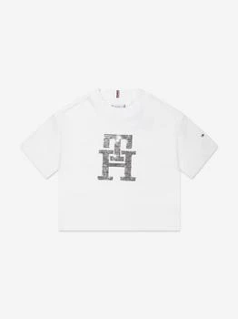 推荐Girls Monogram Sequins T-Shirt in White商品