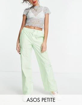 ASOS | ASOS DESIGN Petite 00's low rise cargo trousers in bright lime 4.1�折, 独家减免邮费