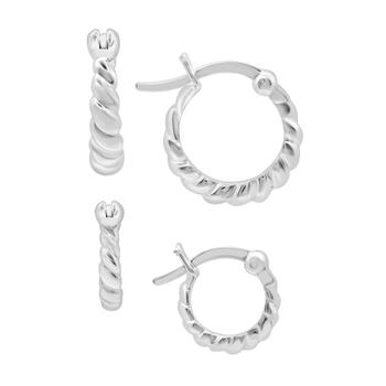 Essentials | And Now This High Polished Twist Duo Click Top Hoop Earring Set in Silver Plate or Gold Plate商品图片,2.5折