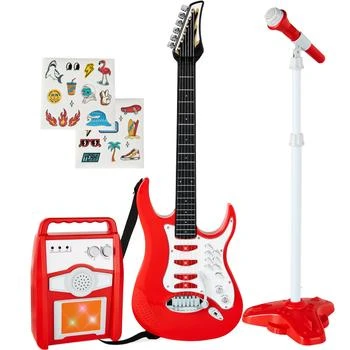 Best Choice Products | Kids Electric Musical Guitar Toy Play Set w/ 6 Demo Songs, Whammy Bar, Microphone, Amp, AUX,商家Premium Outlets,价格¥368