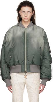 Acne Studios | Green Polyester Bomber Jacket商品图片,