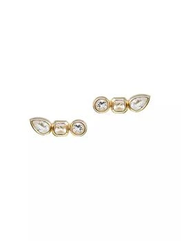 Anzie | Cléo Jaeda Triple Crawler 14K Yellow Gold & Topaz Climber Earrings,商家Saks Fifth Avenue,价格¥6564