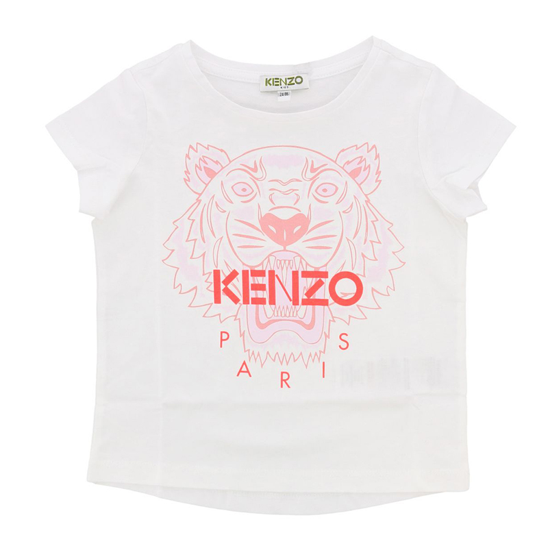 推荐KENZO 女童白色棉质虎头图案T恤 KQ10258-01商品