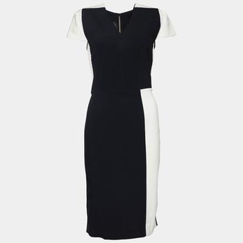 ROLAND MOURET, [二手商品] ROLAND MOURET | Roland Mouret Monochrome Stretch Crepe V Neck Sheath Dress M商品图片 9折, 满1件减$100, 满减