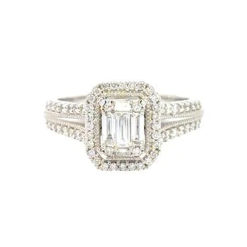AAMIAA | Aamiaa - 0.66 Carat Natural Diamond Emerald Cut Double Halo Engagement Ring - Size 6.5,商家ELITE FINDS,价格¥8941