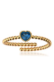 Gabi Rielle好不好, Gabi Rielle | Vacay Dreamy Collection 14K Gold Plated Sterling Silver Sapphire Heart x Caviar Beaded Ring商品图片 4.8折