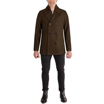 product Men's Double Breasted Wool Blend Peacoat with Bib image