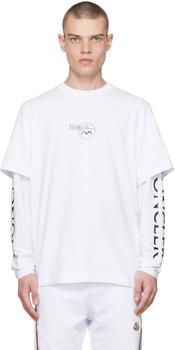 Moncler | 白色印花长袖 T 恤商品图片,