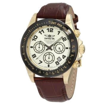 推荐Invicta 10709 Men's Speedway Gold Tone Dial Brown Leather Strap Chronograph Watch商品
