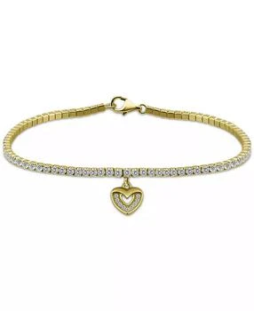 Giani Bernini | Cubic Zirconia Heart Charm Tennis Bracelet in 18k Gold-Plated Sterling Silver, Created for Macy's,商家Macy's,价格¥748