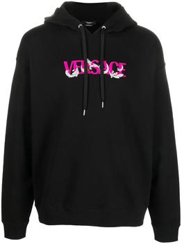 范思哲卫衣好用吗, Versace | VERSACE - Logo Cotton Hoodie商品图片 